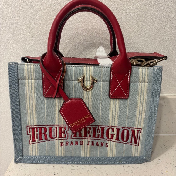 True Religion Red White & Blue Satchel Tote Bag - Picture 1 of 3